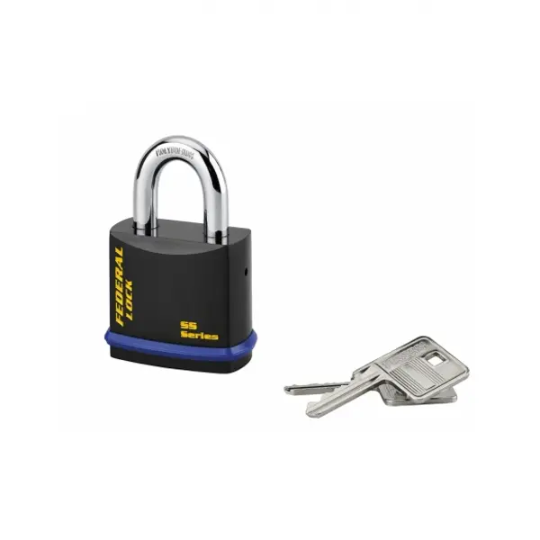 Cadenas à clé Fédéral Lock 720, acier, chantier, anse molybdène, 54mm, 2 clés, noir - THIRARD
