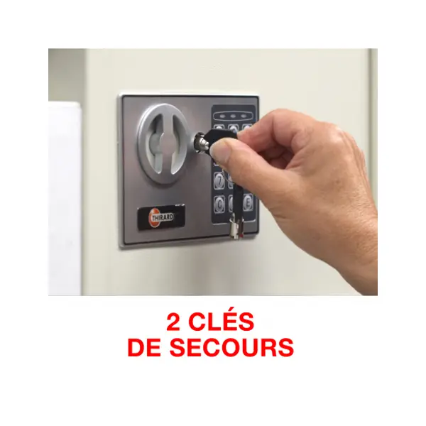 Coffret de sécurité à poser Vincennes, fermeture électronique à code, 2 pênes, 53L - THIRARD