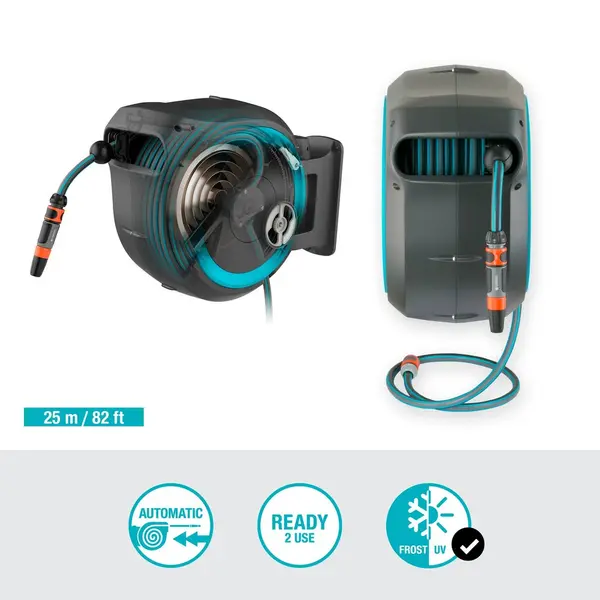 Dévidoir automatique mural RollUp M/L 25 m - GARDENA