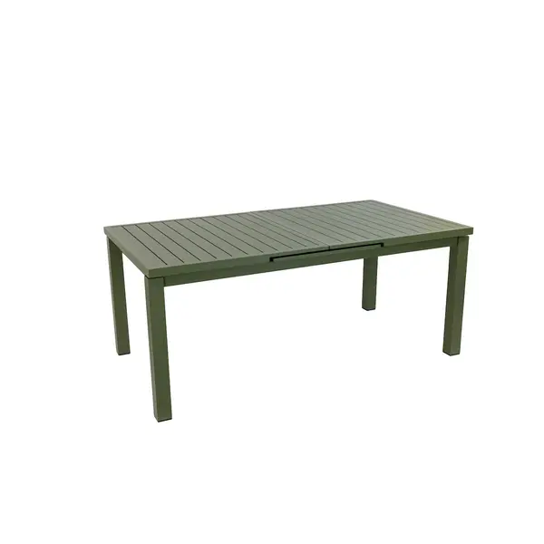 Table de jardin extensible - Santorin - aluminium kaki - 180/240 x 100 x 76 cm - 8 à 10 personnes - allonge automatique - Jardiline