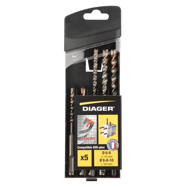 Coffret 5 forets béton Booster 3 taillants SDS plus - 104B