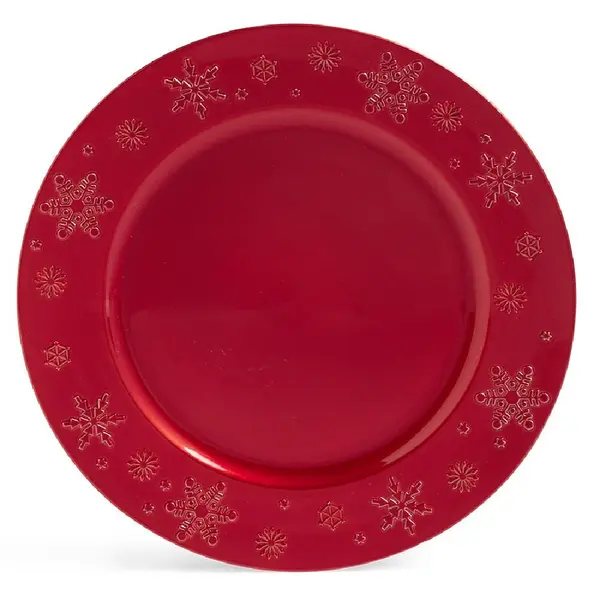 Sous assiette ronde plastique rouge rebord flocon Ø33cm