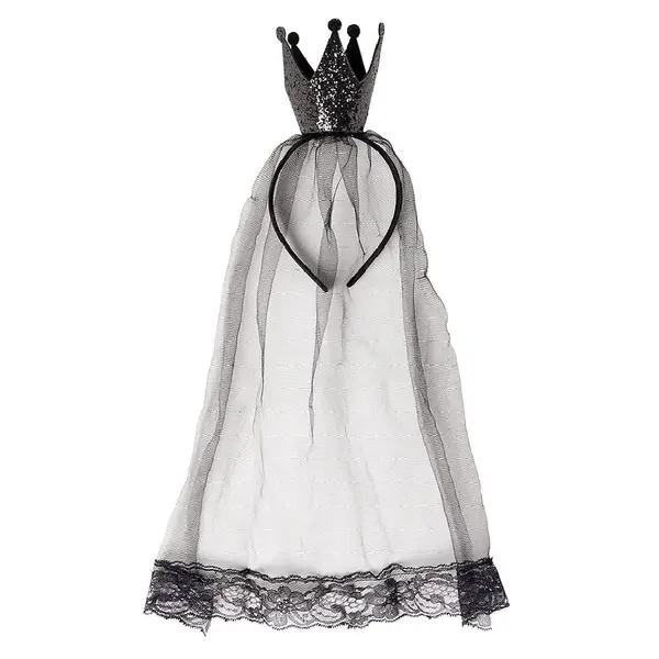 Serre-tête Halloween couronne et voile noir