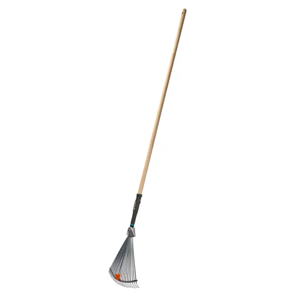 Balai à gazon réglable PureLine - 30 à 50 cm - Dents acier - Manche bois FSC 100 % - GARDENA