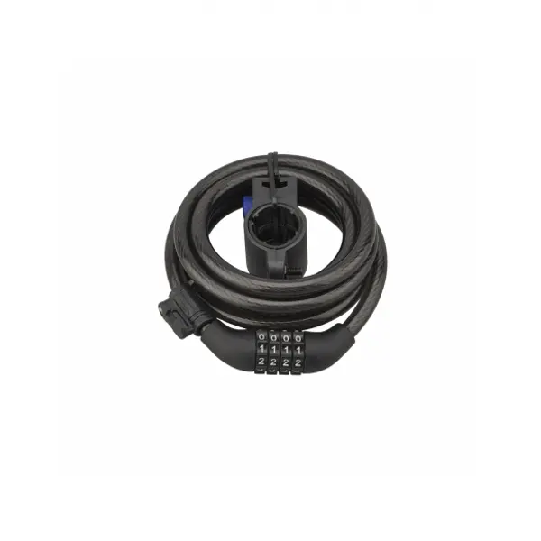 Antivol à combinaison Twisty, 4 chiffres, câble acier, vélo, 10mmx1.8m, noir - THIRARD