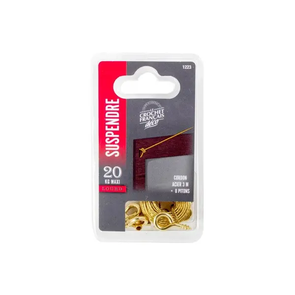 Cordon De Suspension Cordon Acier Pour Tableaux, L.3000 - LE CROCHET FRANCAIS