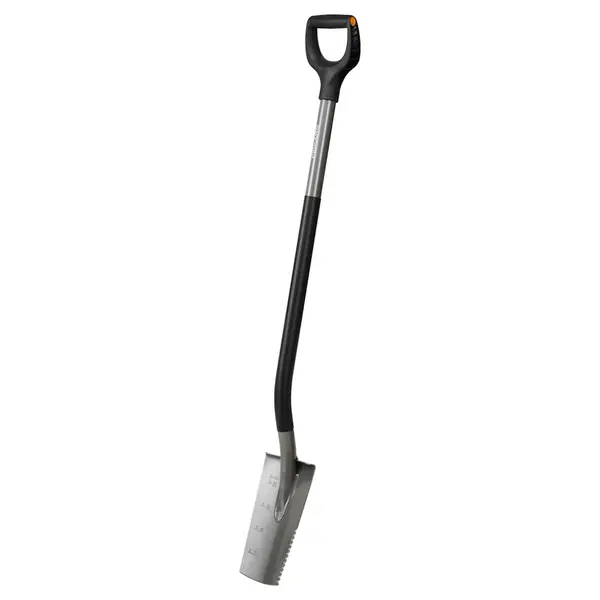 Petite bêche ergonomique - grise - coupe racines et sols rocheux - FISKARS