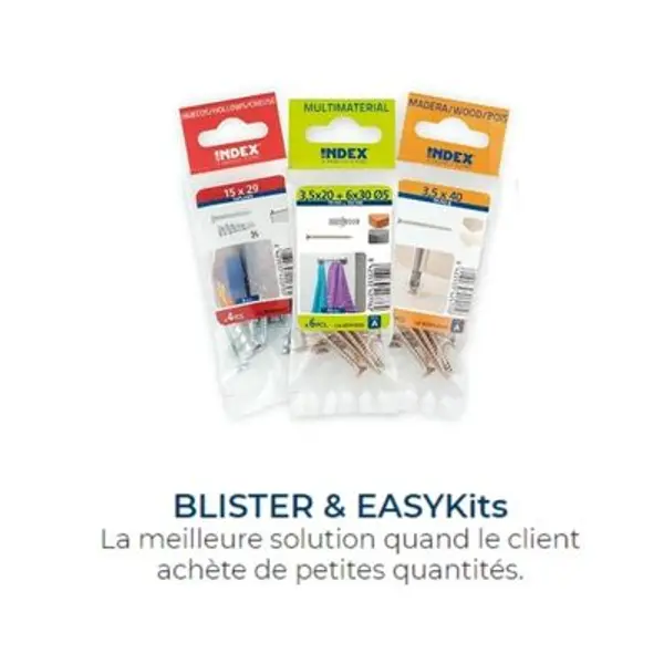 Blister de 4 Chevilles à frapper Ø6x40 - 6.6 avec clou annelé tête fraisée 6 x 40 Ø6 - 20 blister de 4