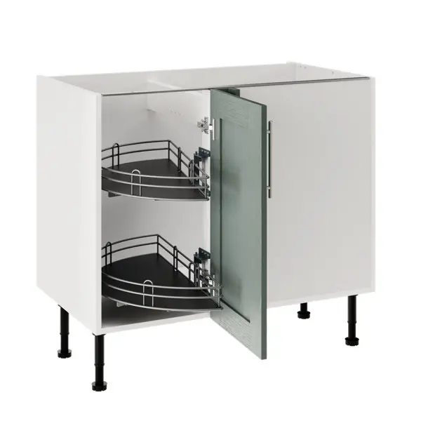 Meuble de rangement bas d’angle 100 cm demi-lune vert sauge COLINE