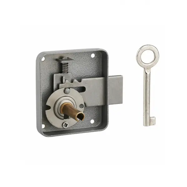 Serrure de meuble Paris pour porte d'ameublement, gauche, axe 40mm, 65x70mm, gris, 1 clé - THIRARD
