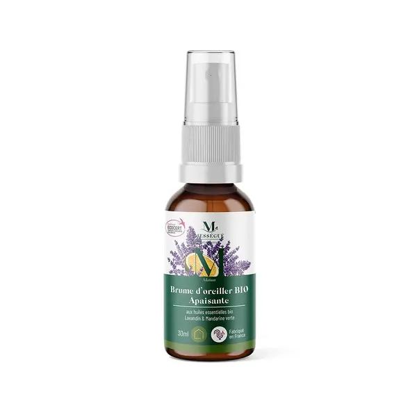 Brume d'oreiller apaisante bio Mességué lavandin et mandarine verte 30ml