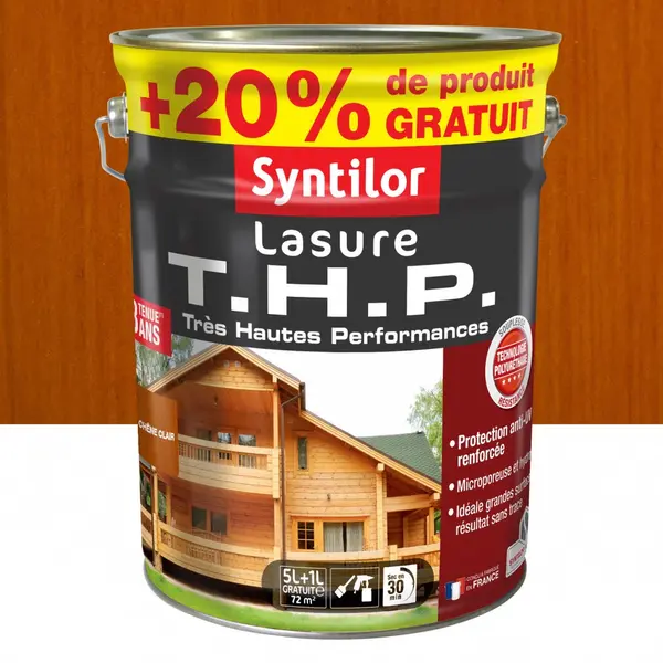 Lasure SYNTILOR Thp +20% 8 ans chêne clair satiné 6 l - SYNTILOR