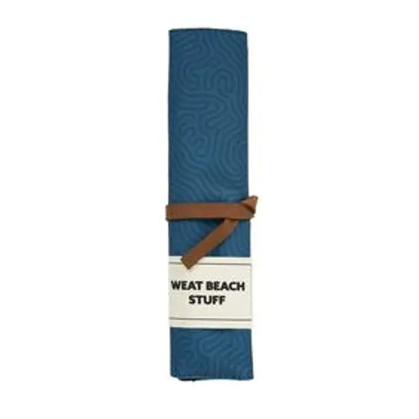 Couverts en bambou x3 pochette tissu bleu et orange
