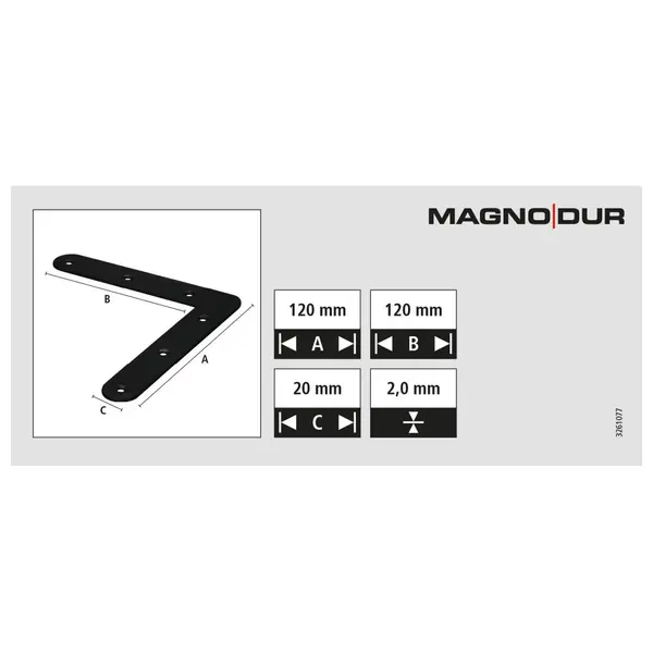 Equerre acier zingue noire Magnodur 120x120x20, SUKI - SUKI