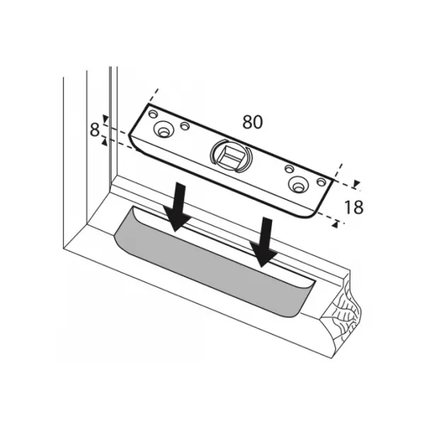 Gâche de tringle simple pour fenêtre 1 vantail Compatible UNIJET Dim.80x18mm FERCO E-19551-32-0-1 - FERCO by THIRARD