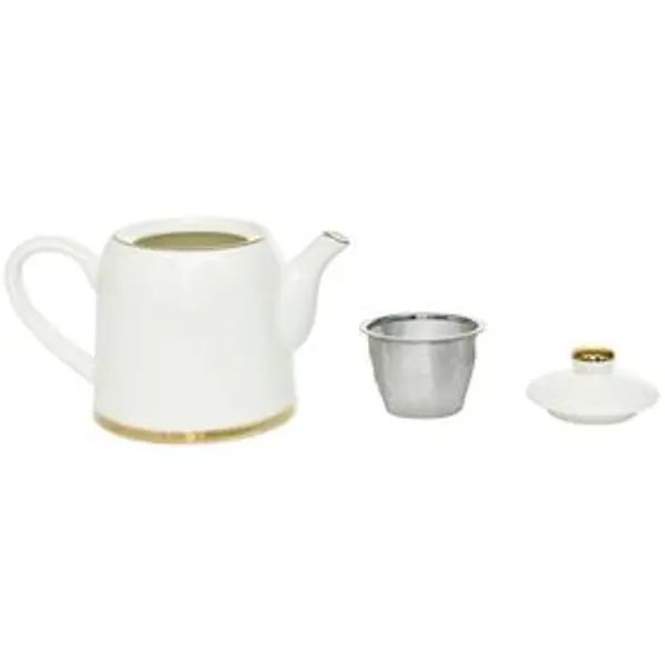 Théière 800ml blanche et dorée 20x12x15cm