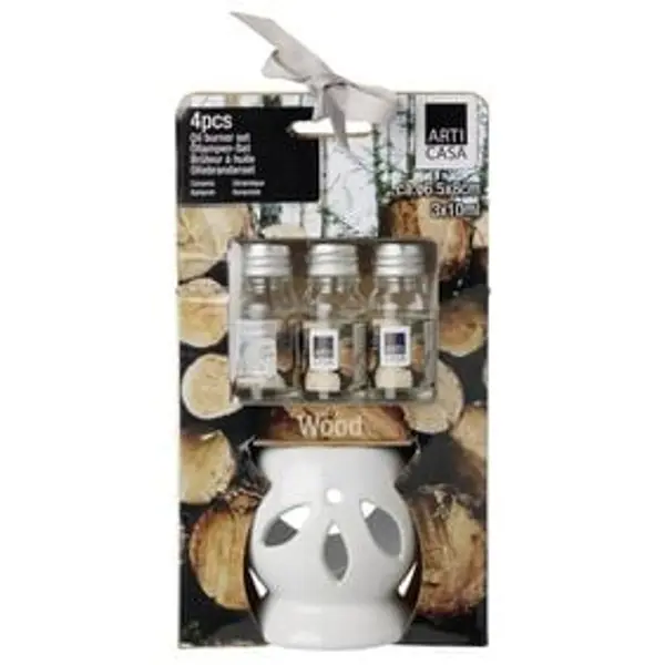 Brûleur à huile céramique avec liquide senteur bois 3x10ml