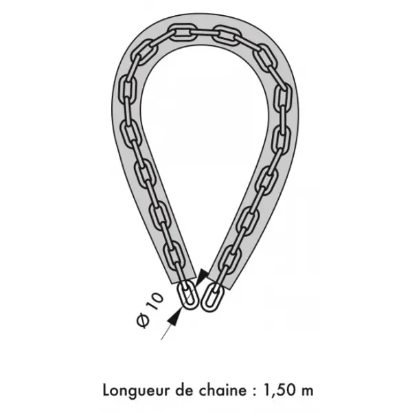 Chaîne acier gainé nylon Loops, vélo, moto, barrières, 1.5m, noir - THIRARD