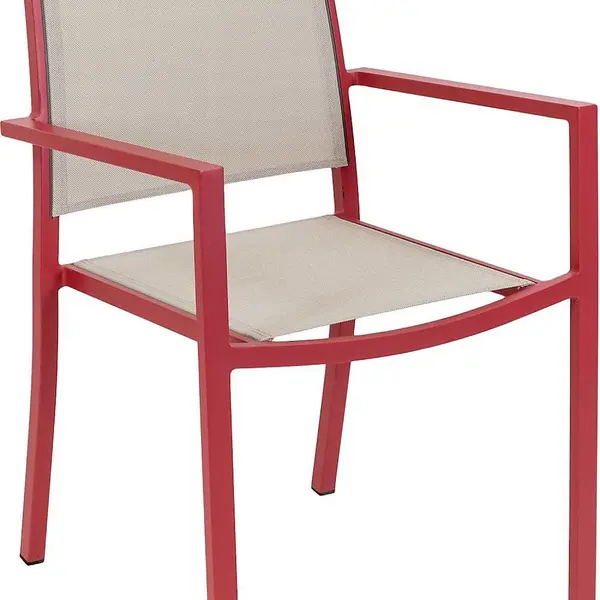 Fauteuil de jardin - Santorin - aluminium et textilène - terracotta - empilable - 58 x 55 x 85 cm - Jardiline