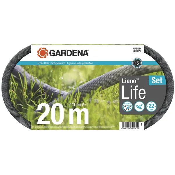 Kit tuyau Liano™Life 20m, Ø 13mm + pièces GARDENA System - léger et résistant - GARDENA