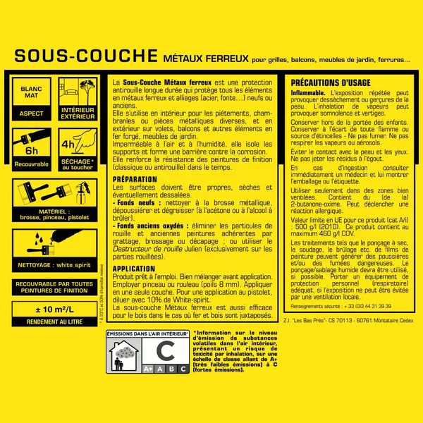 Sous-couche métaux ferreux JULIEN, 0.5 l - Julien