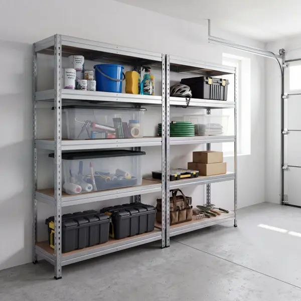 Étagère garage bois/métal Hecta 5 tablettes - H.180 x l.128 x P.40 cm
