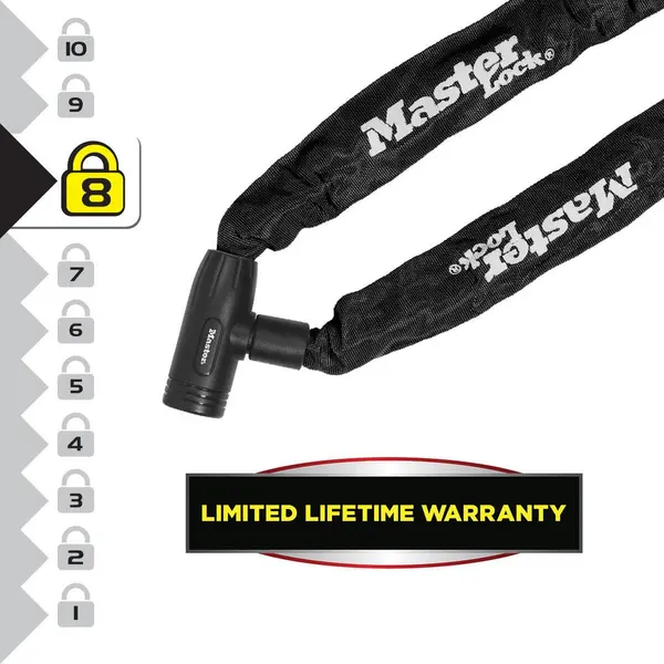 Chaîne antivol vélo, MASTER LOCK, L.0.9 m x diam.8 mm - MASTER LOCK