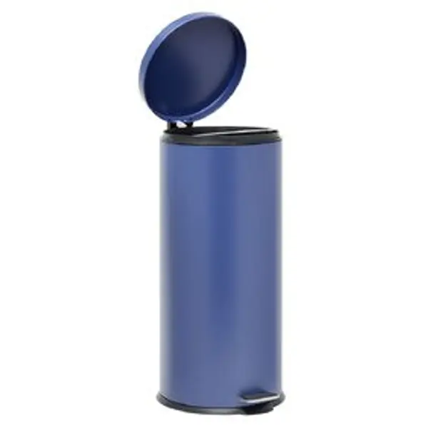 Poubelle ronde à pédale métal Bleu 30l