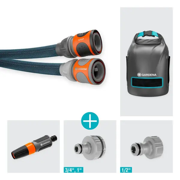 Kit tuyau Liano™Xtreme 15m, Ø 13mm + sac de rangement et pièces - ultra résistant - GARDENA