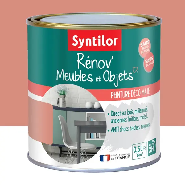 Peinture meuble et boiserie Rénov' SYNTILOR rose blush mat 0.5 l - SYNTILOR