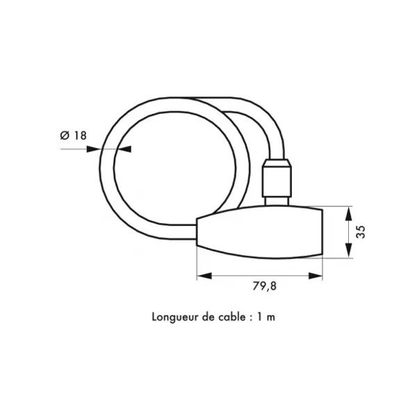 Antivol à clé Stunt, câble acier, vélo, 18mmx1m, 2 clés, noir - THIRARD
