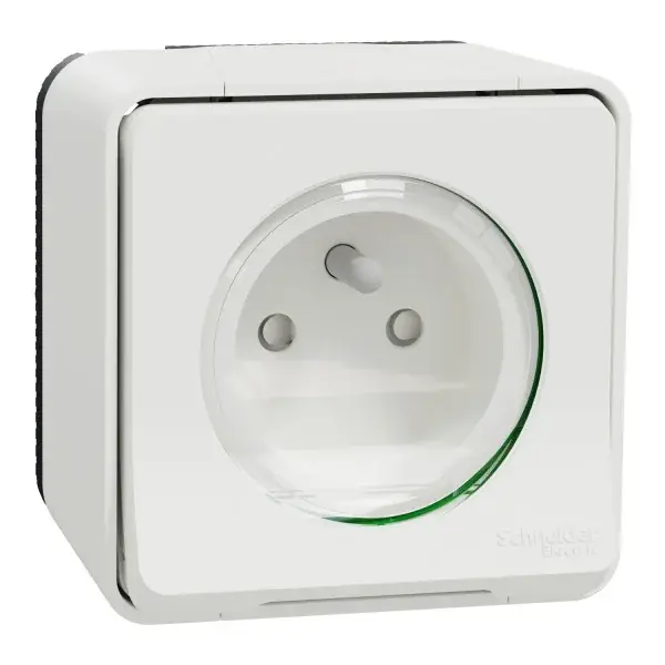 Prise de courant 2P+T saillie IP55 IK08 connexion auto blanc - Mureva styl - Schneider Electric - MUR39030