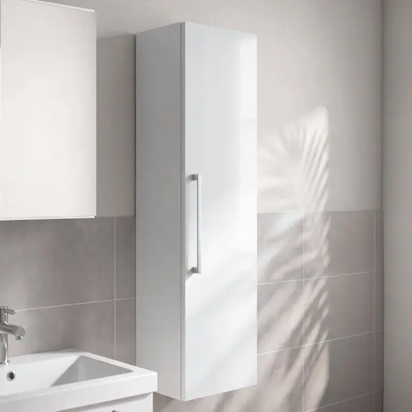 Colonne de rangement salle de bain blanc brillant IDALIE 120 x 30 x 36 cm