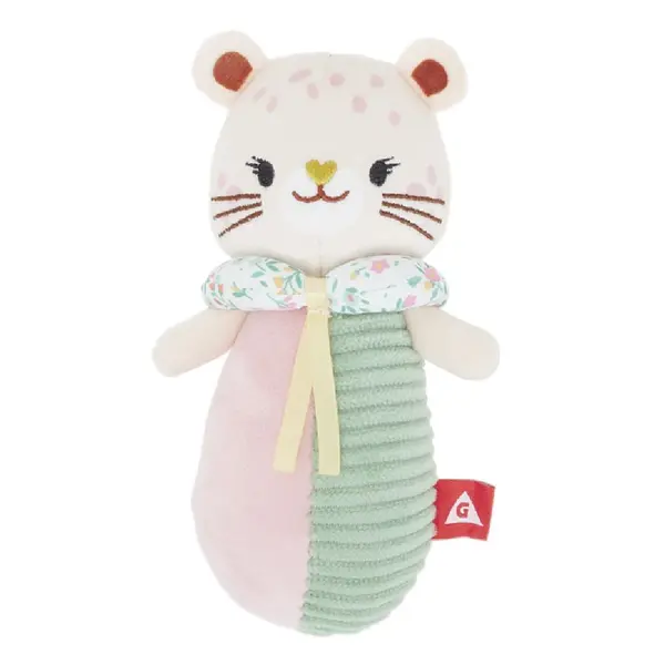 Hochet guépard en peluche rose