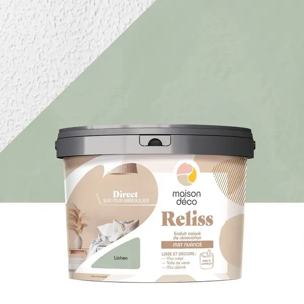 Enduit décoratif Reliss 2en1 MAISON DECO, lichen, 15kg - MAISON DECO