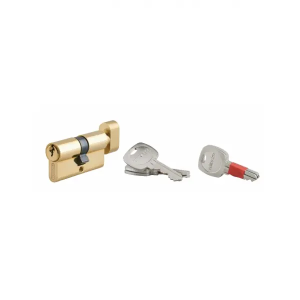 Cylindre de serrure à bouton clé modifiable, 30Bx30mm, anti-arrachement, anti-perçage, laiton, 2x3 clés - THIRARD