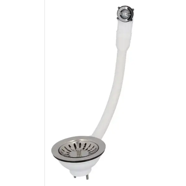 Bonde évier universelle PVC à commande manuelle avec trop-plein Ø114 - percage 90mm