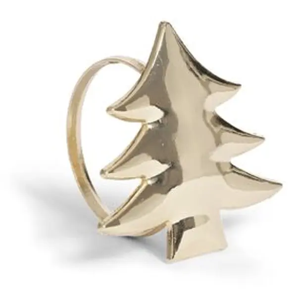 Rond serviette sapin métal rose x4