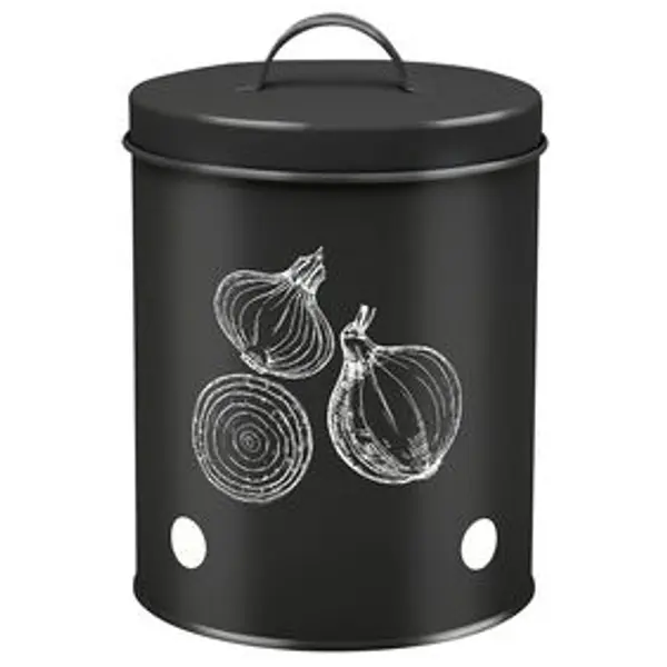 Boîte de conservation oignon métal noir Ø16xH22.5cm