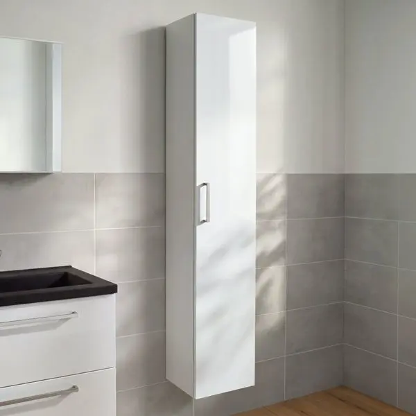 Colonne de rangement salle de bain blanc brillant IDALIE 180 x 30 x 36 cm