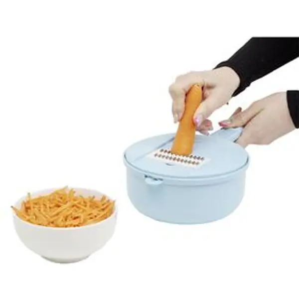 Récipient 6-en-1 avec passoire et accessoires de coupe