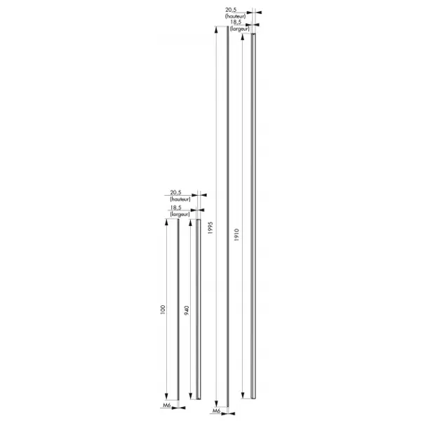 Kit de rallonge pour serrure antipanique, haut et bas, pour porte hauteur 3m max, blanc - THIRARD