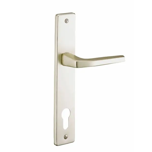 Ensemble de poignées pour porte d'entrée Picardie trou de cylindre, carré 7mm, entr'axes 92mm, couleur champagne - THIRARD