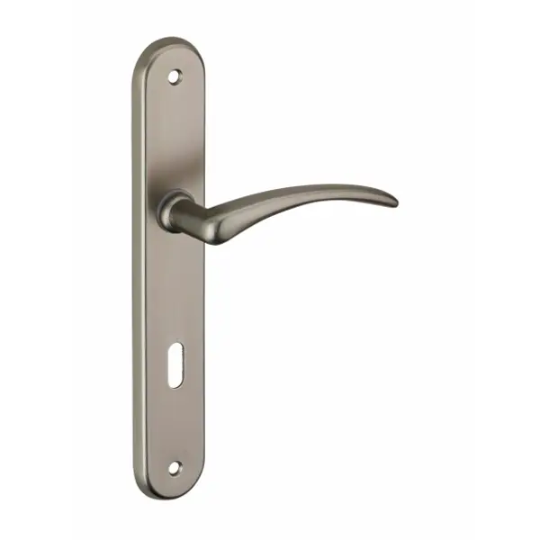 Ensemble de poignées pour porte de chambre Selene trou de clé, carré 7mm, entr'axes 195mm, nickelé satiné - THIRARD