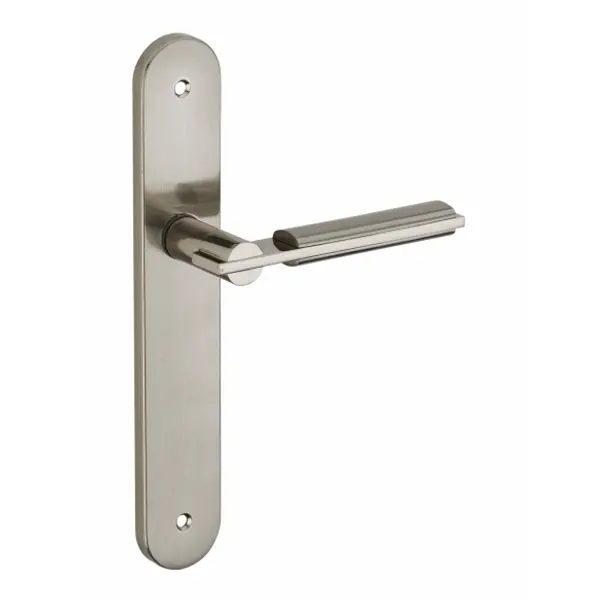 Ensemble de poignées pour porte intérieure Gaia sans trou, carré 7mm, entr'axes 195mm, nickelé brossé - THIRARD