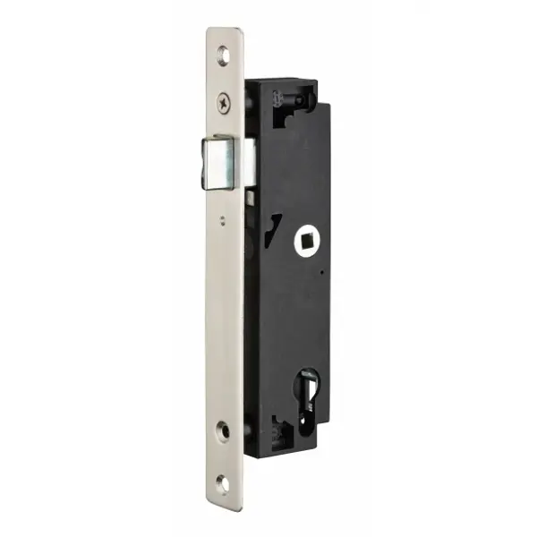Boitier de serrure encastrable à cylindre pour portail, axe 40mm, bouts carrés, noir - THIRARD