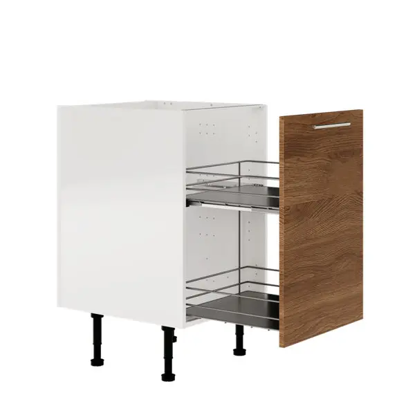 Meuble de rangement bas 50 cm décor imitation chêne fumé BASILIE