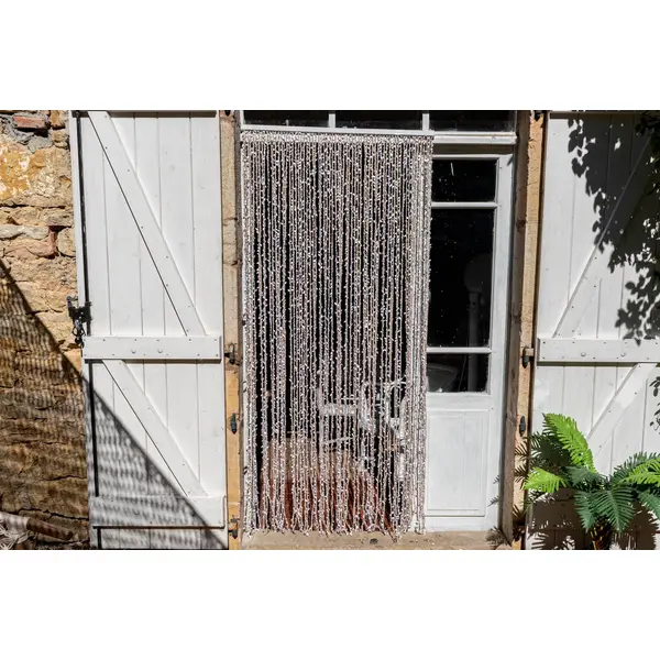 Rideau de porte décoratif - SAMANA - 90 x 200 cm - feuillage artificiel blanc - Jardiline