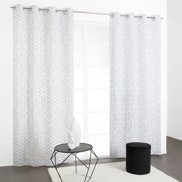 Rideau tamisant, Tesso blanc noir l.135 x H.240 cm - JBY CREATION