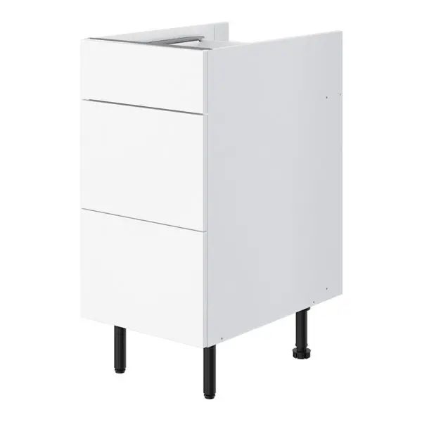 Meuble bas 1 tiroir + 2 casseroliers "Pragma" - Blanc - L. 40 x H. 86 x P. 59 cm